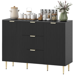 Modern Kitchen Storage Cabinet, Sideboard Buffet Cabinet w/ 3 Drawers and Adjustable Shelves for Kitchen