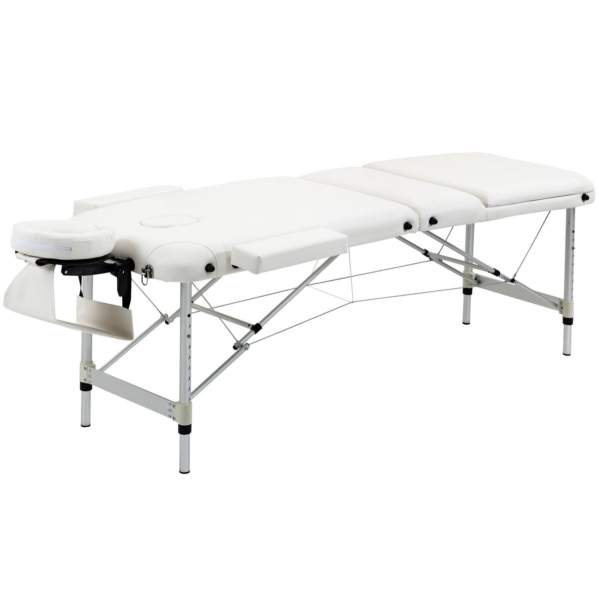 85" 3 Section Foldable Massage Table Professional Salon SPA Facial Couch Bed (Black/Orange)