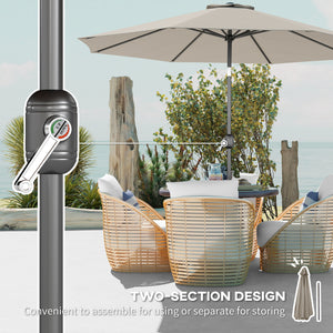 10' x 8' Round Market Umbrella, Patio Umbrella with Crank Handle and Tilt, Outdoor Parasol for Garden, Blue – view 33