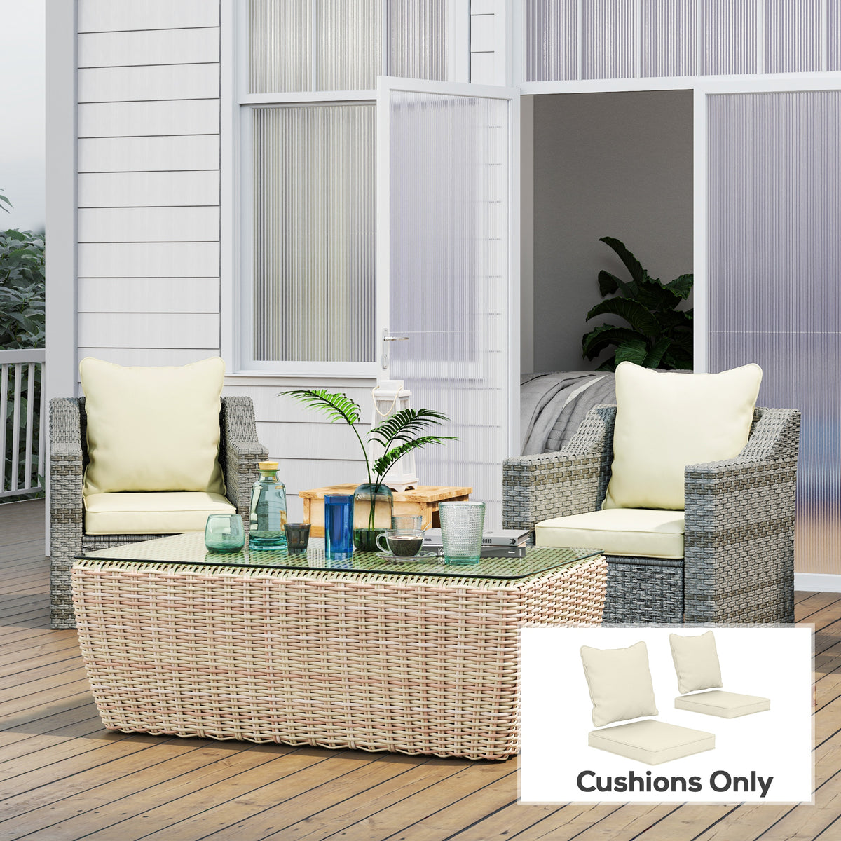 Seat Cushion Back Pillows Replacement Set of 2, Patio Chair Cushions Set for Indoor Outdoor, Blue – view 14