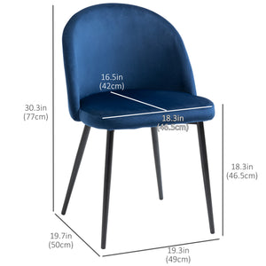 Modern Dining Chairs, Mid-Back Velvet-touch Upholstery Side Chair, Table Chair for Living Room, Dining Room, Dark Blue, Set of 4