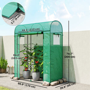 Mini Greenhouse, Portable Garden Green House with Roll-up Door and Mesh Windows, 6' x 2' x 6.6', Green – view 2