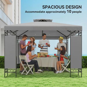 10 x 10 FT Canopy Gazebo, Double Roof Patio Gazebo with Screen Panels and Metal Frame for Deck, Backyard – view 12