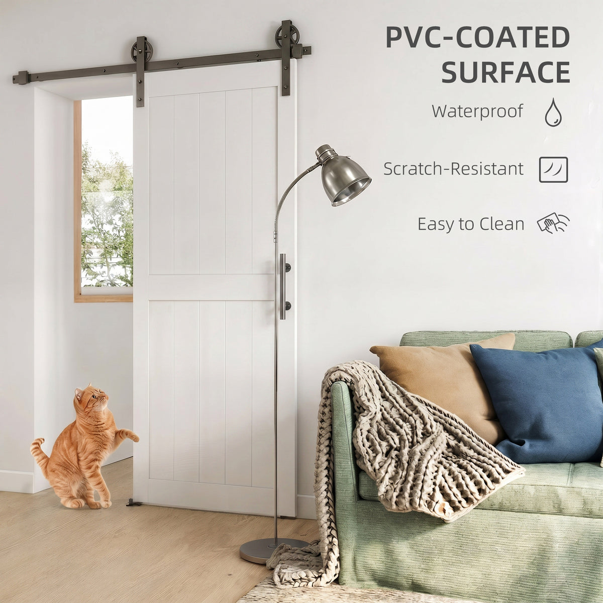 36inx84in Barn Door with 6FT Sliding Door Hardware Kit, Handle, Upgraded Rollers and Floor Guide – view 17
