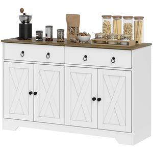 Sideboard Cabinet with 2 Drawers, 4 Barn Doors and 2 Adjustable Shelves, Buffet Table for Living Room, Black – view 15