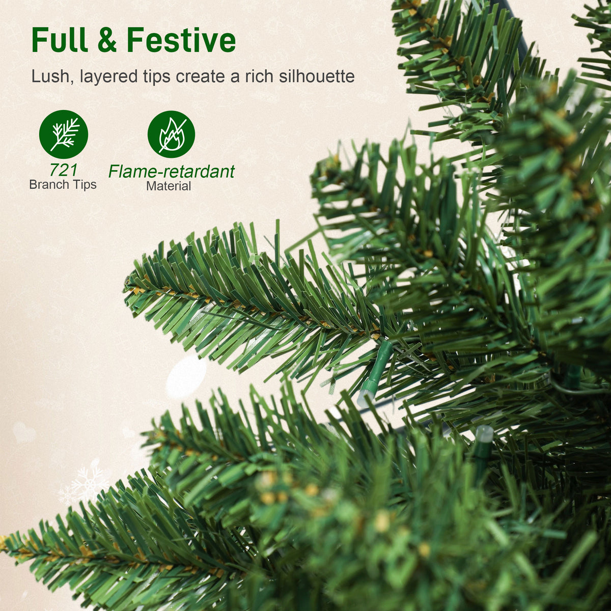 9ft Christmas Tree with Colourful DIY Synchronized LEDs, Hinged Pencil Xmas Tree with Remote, Daily Timer – view 6