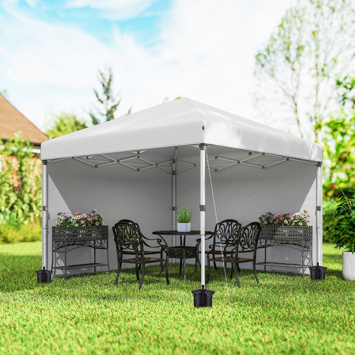 10' x 10' Pop Up Canopy with Sidewalls, Roller Bag, Height Adjustable Instant Tent for Outdoor, Garden – view 28