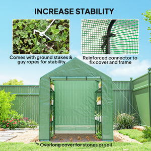 8' x 6' x 7' Portable Walk-In Greenhouse Hot House with 18 Shelves,  Water/UV Resistant Weather Cover, & Roll Up Door