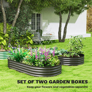 6' x 3' x 1' Large Outdoor Planter Box, Galvanized Raised Garden Bed with Metal Plant Stake, Dark Grey