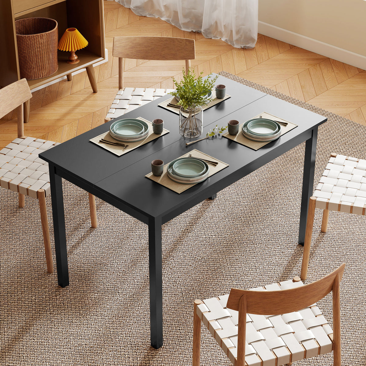 47" x 30" Dining Table, Farmhouse Dining Room Table with Pine Wood Frame, Space Saving Kitchen Table, Black – view 5