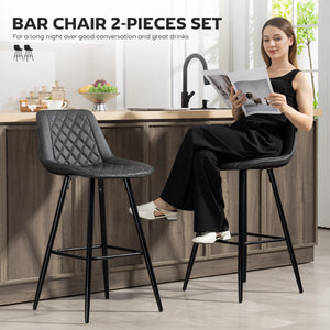PU Leather Counter Height Bar Chairs Set of 2, 27.75" Bar Stools with Metal Legs for Dining Area – view 3