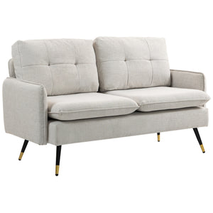 55" Loveseat Sofa, Linen Love Seat w/ S spring, Steel Legs and Button Tufting, Small Couch for Living Room – view 8