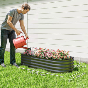4.9 x 2 x 1ft Galvanized Raised Garden Bed Kit, Metal Planter Box with Safety Edging, Black – view 9