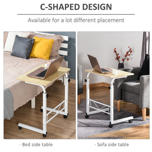 Mobile Standing Desk with Adjustable Height, 23.5 inch Stand Up Desk with Wheels, Natural Wood