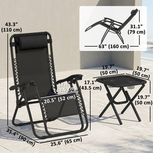 Zero Gravity Chair Set of 2 Patio Chair with Side Table Cupholders and Pillows for Pool, Backyard, Lawn – view 2