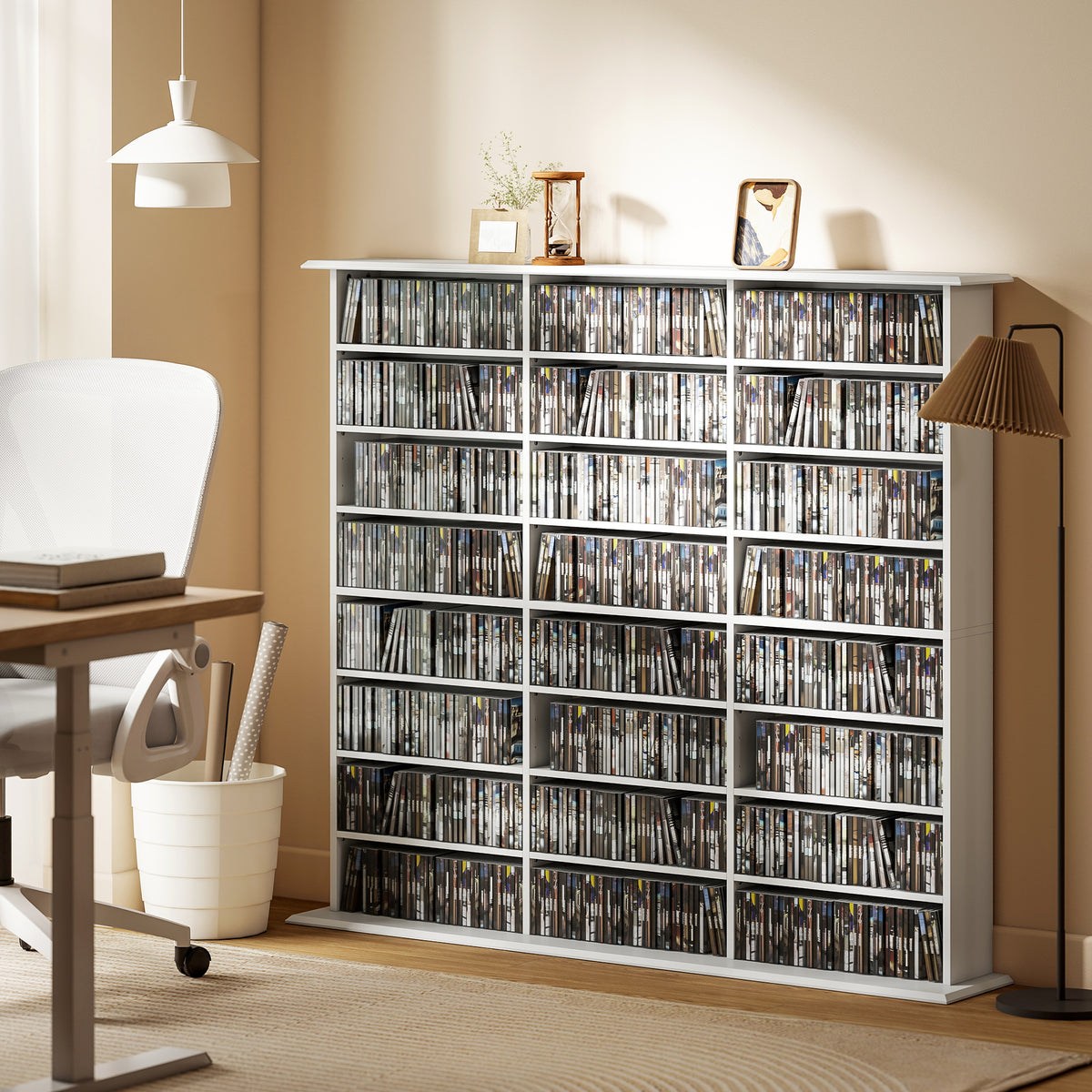 Media Storage Cabinet, 8-Tier DVD Shelf with 18 Adjustable Shelves, Holds 1032 CDs, 594 DVDs or Blu-rays – view 14