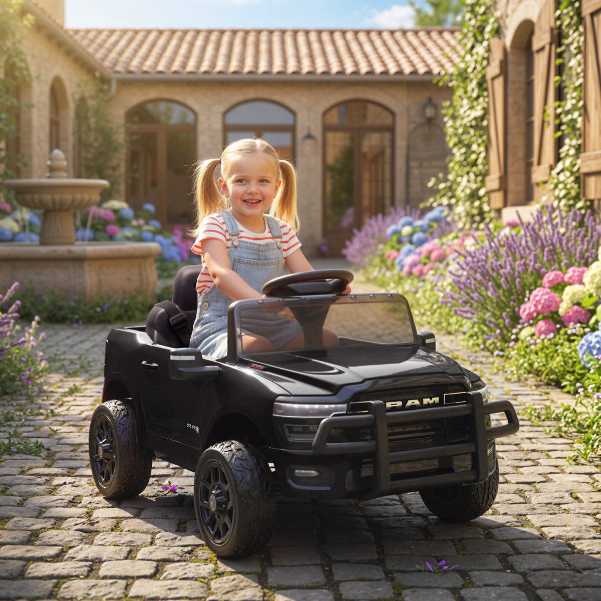 Qaba 12V Ride on Car, Licensed Dodge RAM 3500 Electric Vehicle with Remote Control, Suspension for 3-5 Years
