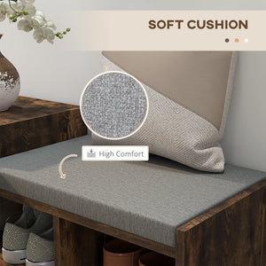 Upholstered Shoe Storage Bench, Hallway Shoe Storage with Seat, Drawer, 3 Open Shelves for Entryway, Grey – view 12