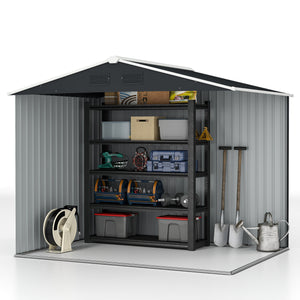 8' x 6' Outdoor Storage Shed, Metal Garden Tool Storage House with Lockable Sliding Doors and Vents for – view 6
