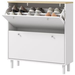 2 Drawers Shoe Storage Cabinet with Adjustable Shelves for 16 Pairs of Shoes, Black – view 8