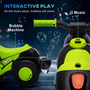 Qaba Electric Motorcycle for Kids, 6V Ride on Bubble Car with LED Headlight, Music, Pedal, for 2-5 Years