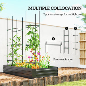 6' x 3' x 1' Raised Garden Bed with 2 Trellis Tomato Cages, Steel Frame Elevated Planter Box, Black – view 5