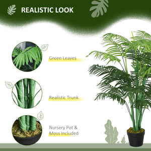 4FT Artificial Palm Tree, Fake Tropical Tree with Lifelike Leaves, Faux Plant in Pot for Indoor Decoration, Green