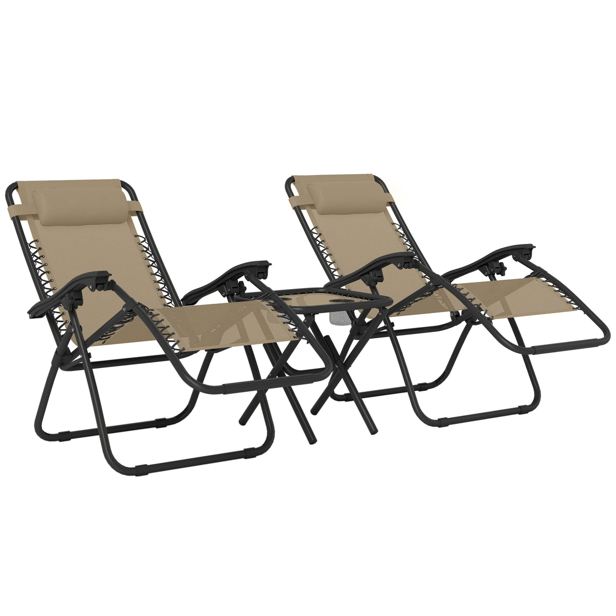 Zero Gravity Chair Set of 2 Patio Chair with Side Table Cupholders and Pillows for Pool, Backyard, Lawn – view 22