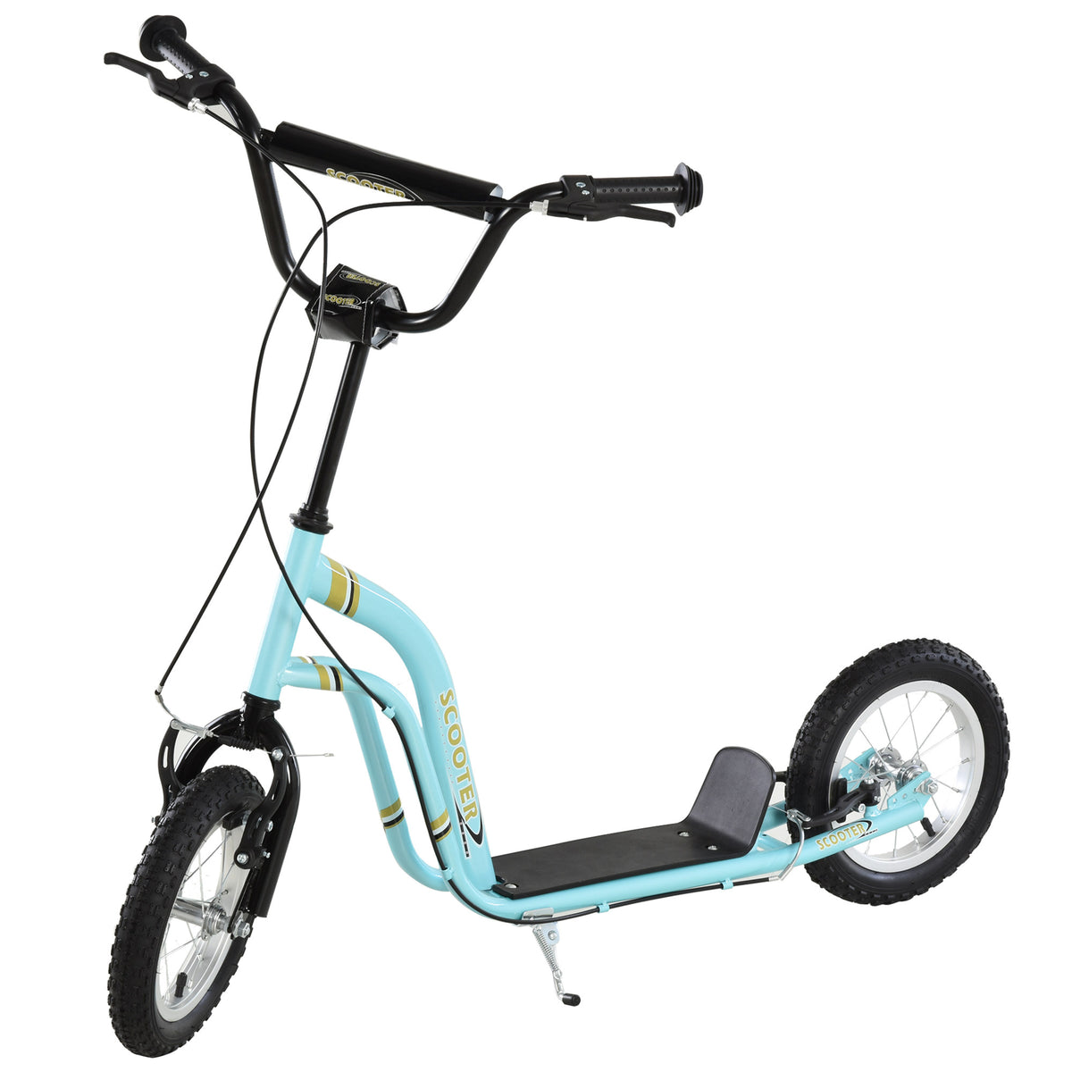 Aosom Dual Brakes Kick Scooter 12-Inch Inflatable Front Wheel Ride On Toy for Age 5+
