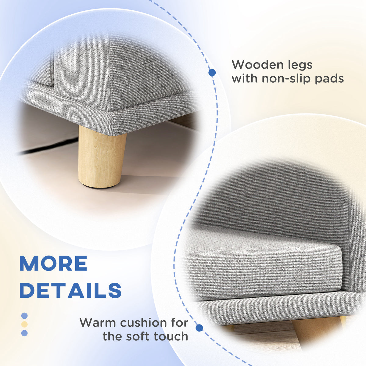 Dog Sofa for Large Dogs with Washable Cover, Anti-slip Foot Pads, Dark Grey – view 12