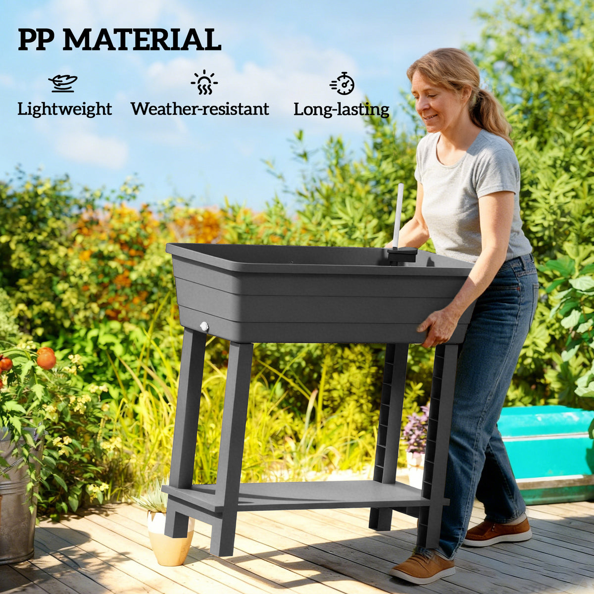 41L Self Watering Raised Garden Bed w/ Ventilation Transparent Lid Greenhouse – view 6