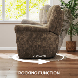 Power Recliner Chair, Fabric Upholstered Recliner Chair with USB Ports, Swivel and Rocking Function – view 19