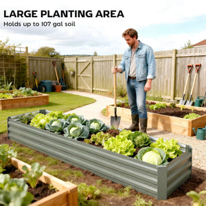 8'x2'x1' Galvanized Raised Bed, Large Elevated Planter Box for Growing Flowers, Herbs and Vegetables – view 24