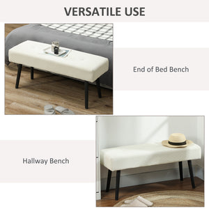 39" Upholstered Ottoman Bench, Corduroy Entryway Bedroom Bench with Padded Seat and Steel Legs for Bedroom – view 5