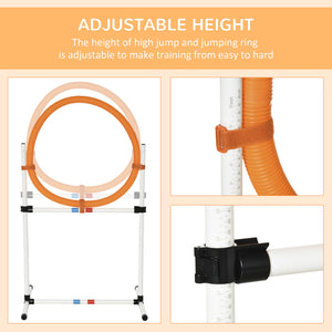 2-in-1 Dog Obstacle Training Agility Equipment Tire Jump Ring/Hurdle Bar with a Simple & Easy Setup & Storage Bag