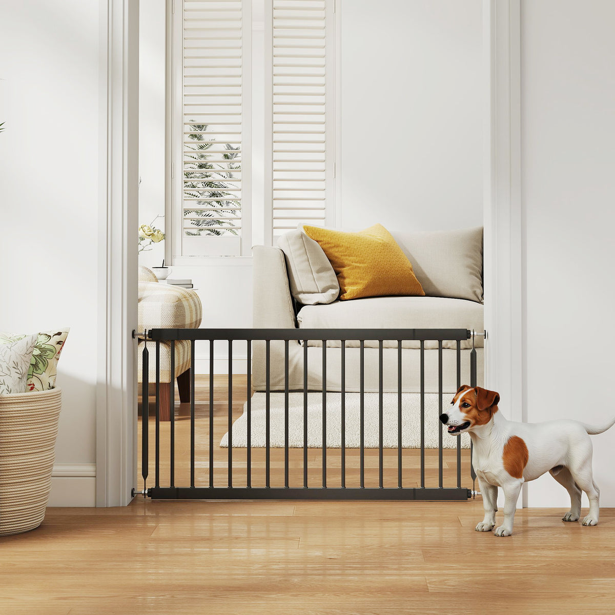 26"-37" Dog Gate, Adjustable Pet Gate, Fits 10" Tall with 2 Extension – view 35