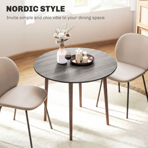 Folding Dining Table, Round Drop Leaf Kitchen Table for Small Spaces with Wood Legs, Oak – view 18