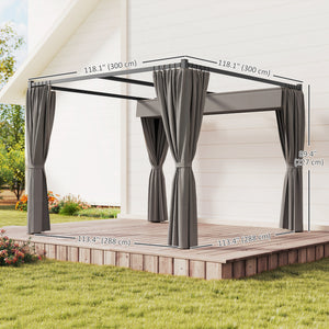 10' x 10' Retractable Pergola Canopy with Sidewalls, Metal Outdoor Gazebo Sun Shade Shelter, Beige – view 16