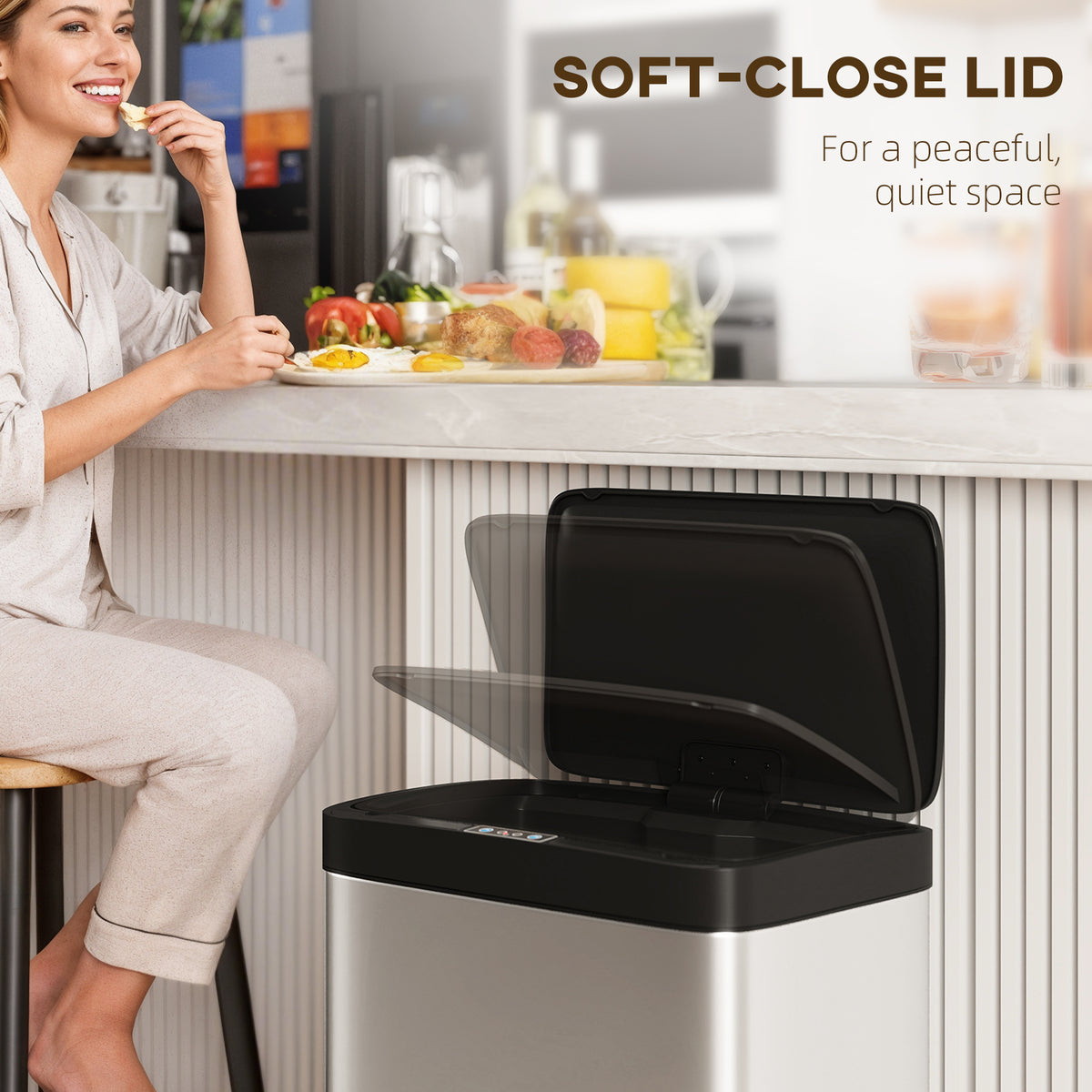 12 Gallon (45 L) Sensor Can, Automatic Garbage Can with Soft-Close Lid, Fingerprint-Proof Stainless Steel – view 13