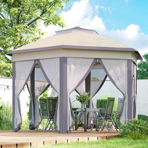 13' x 13' Pop Up Canopy Tent with Netting and Carry Bag, Instant Sun Shelter, Coffee and Beige – view 7