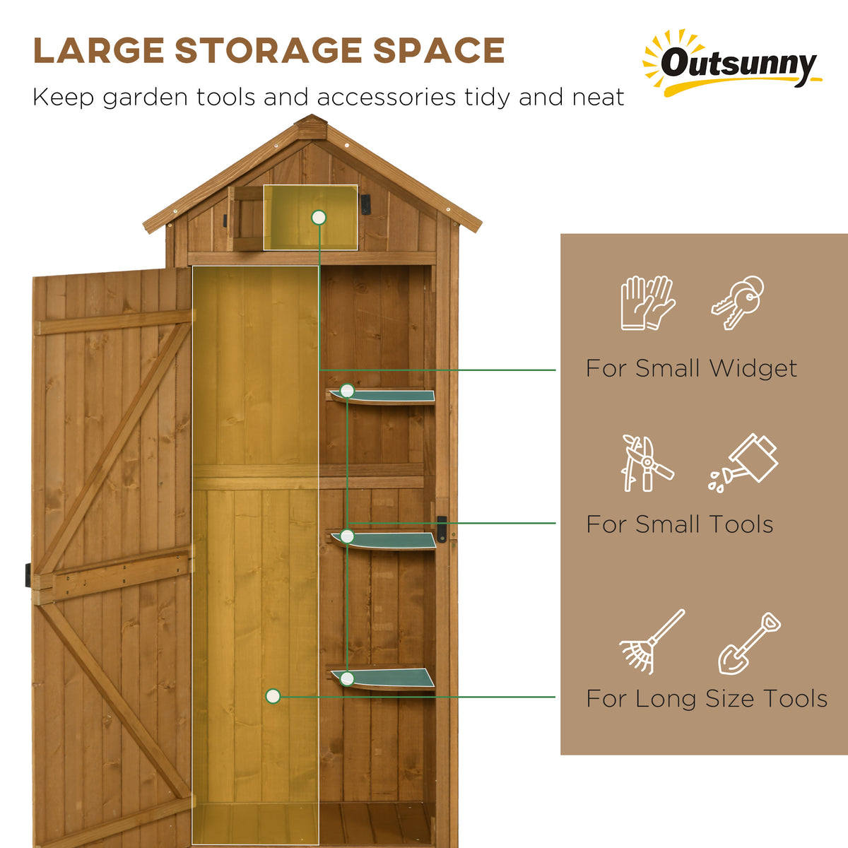 30" x 21" x 71" Garden Storage Shed, Sheds & Outdoor Storage Outdoor Workshop Yard Tool Utility Storage – view 12