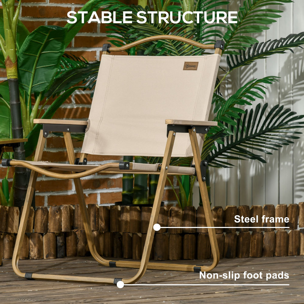 Camping Chair, Lightweight Folding Chair, Portable Armchair, Excellent for Festivals, Fishing, Khaki – view 13