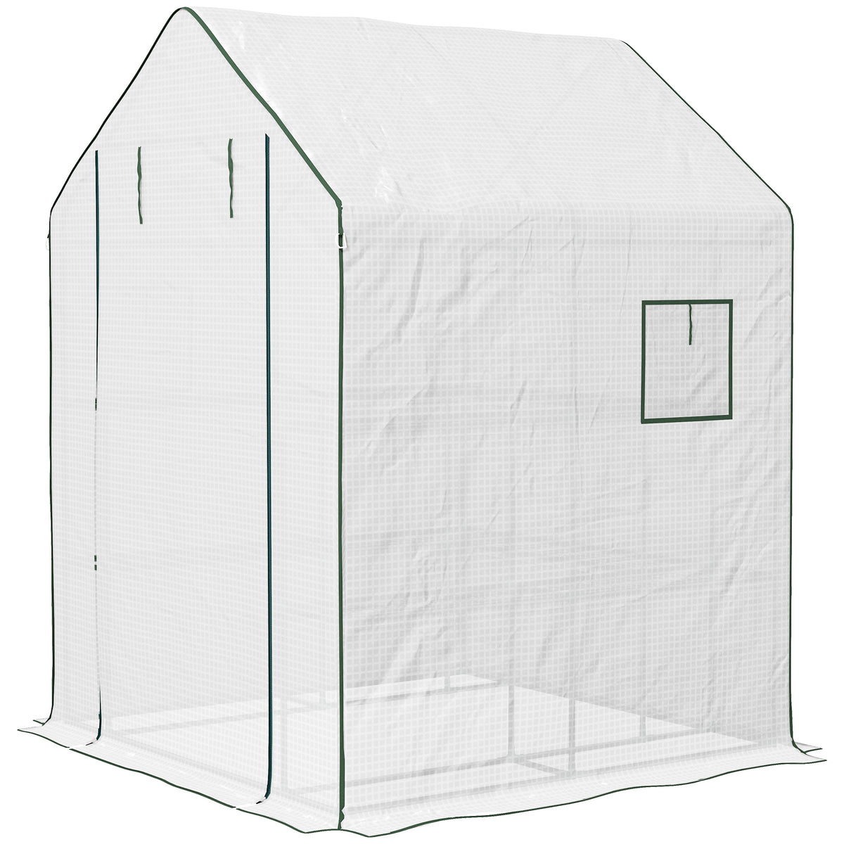 Portable Greenhouse, Walk-In Small Outdoor Green House with 2 Tier U-Shaped Flower Rack Shelves – view 8