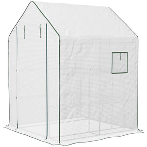 Portable Greenhouse, Walk-In Small Outdoor Green House with 2 Tier U-Shaped Flower Rack Shelves – view 8