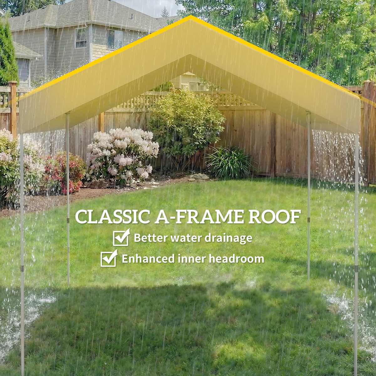 8 x 8 ft Pop Up Canopy Tent with 1-Button Push Easy Setup, UPF 50+ A-Frame Outdoor Instant Canopy, Beige