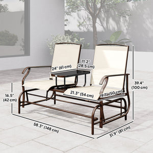 Patio Glider Rocking Chair 2 Person Outdoor Loveseat Rocker Garden Furniture Bench, Grey – view 16