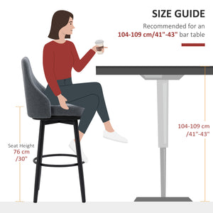 Extra Tall Bar Stools Set of 2, Modern 360° Swivel Barstools, Dining Room Chairs with Steel Legs Footrest – view 7