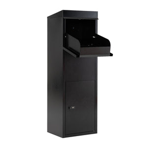 Package Delivery Box for Outside with Anti-Theft Baffle Sloped Roof-Black
