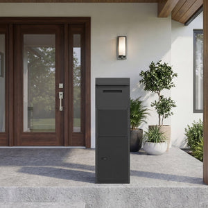 Package Delivery Box for Outside with Anti-Theft Baffle Sloped Roof-Black view 3