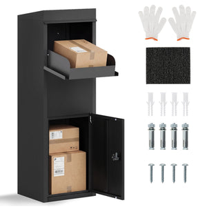 Package Delivery Box for Outside with Anti-Theft Baffle Sloped Roof-Black view 4